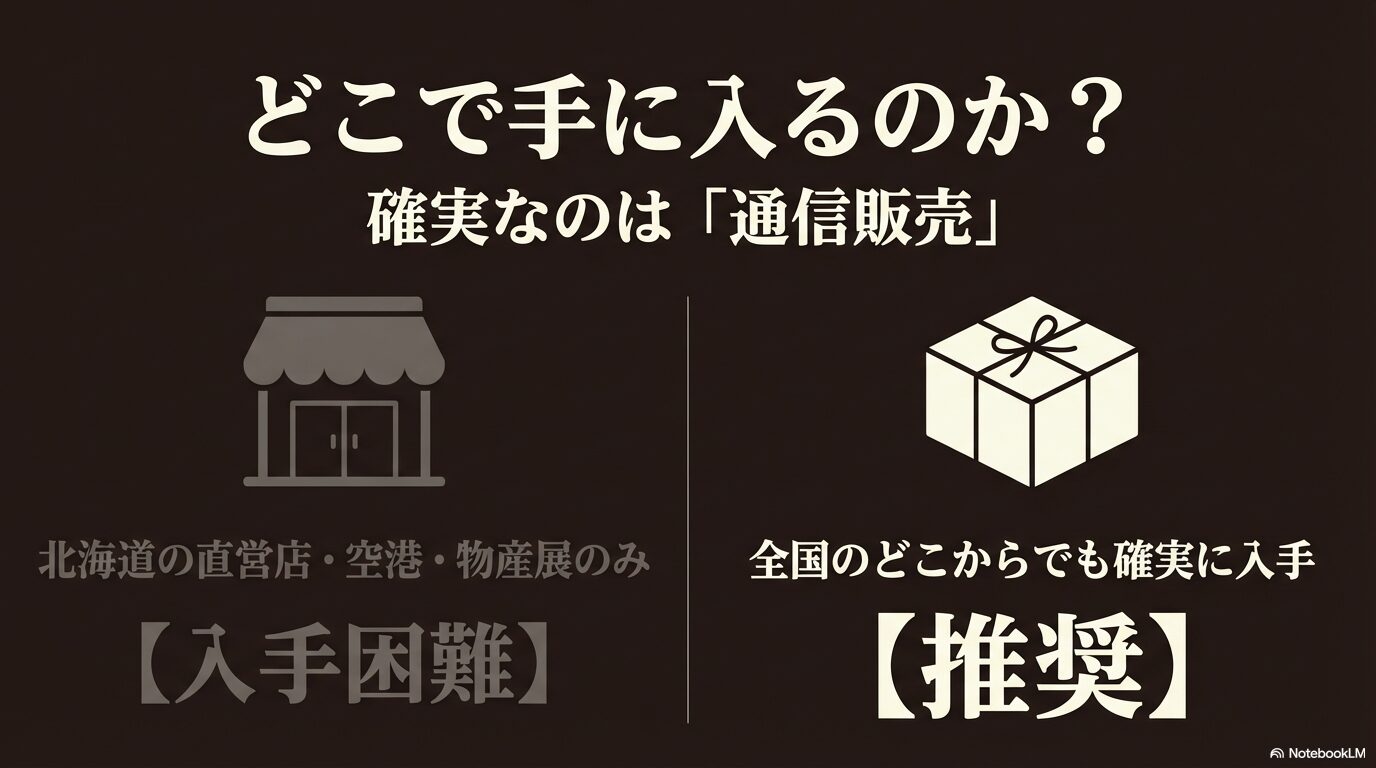 実店舗では入手困難なため確実なのは通信販売であることを推奨するスライド画像