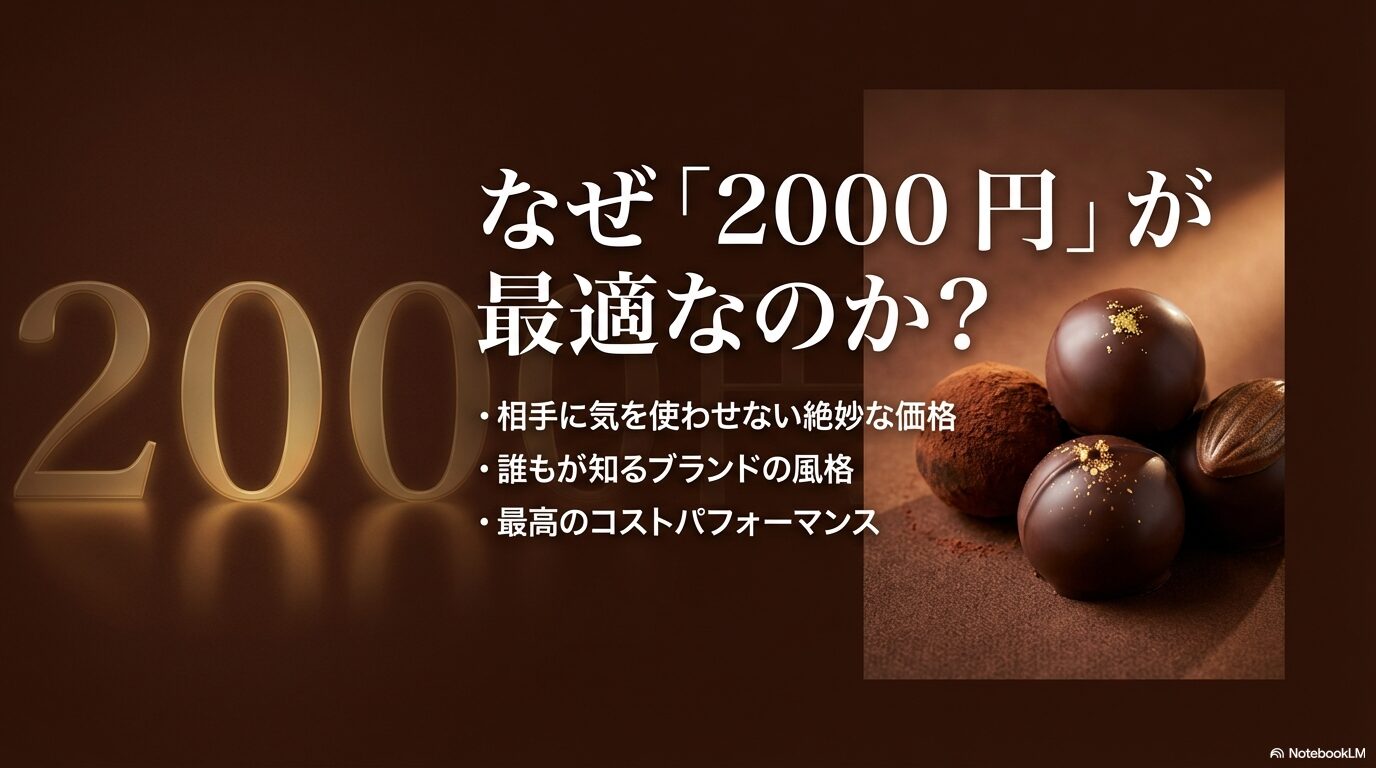 相手に気を使わせない価格、ブランドの風格、コストパフォーマンスの3つのメリットを解説するスライド