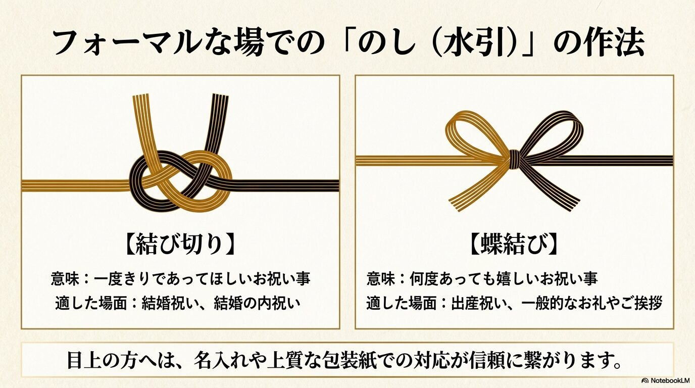 結婚内祝いに適した「結び切り」と、出産祝いに適した「蝶結び」の意味と使い分けの作法