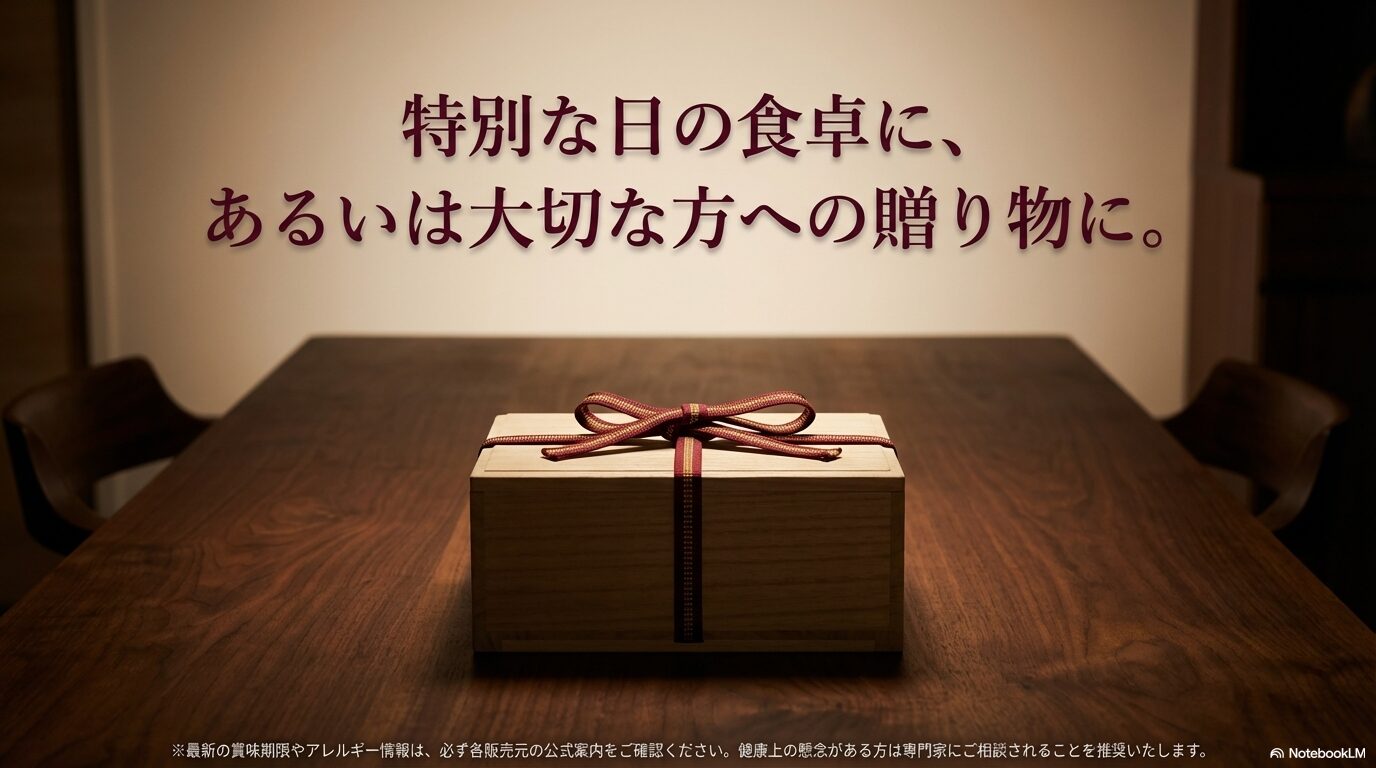 特別な日の食卓や大切な方への贈り物におすすめするメッセージと、賞味期限やアレルギーに関する注意事項